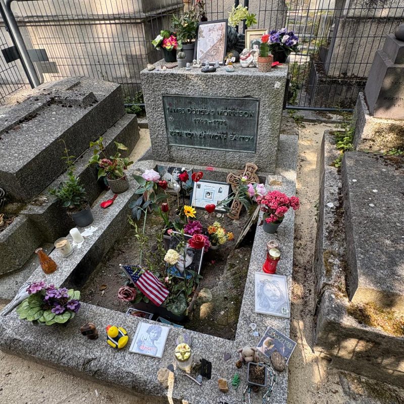 The grave of Jim Morrison, the lead singer of the rock group, The Doors, who died in 1971